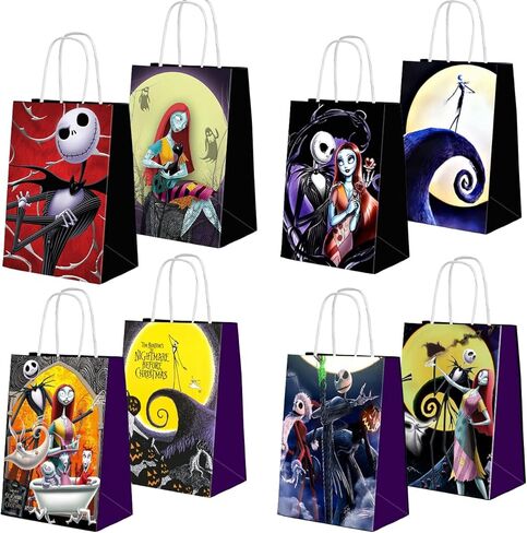 16 قطعة من زينة عيد الميلاد الكابوس هدايا الحفلات اكياس ورقية مع 4 انماط و8 انماط لوازم حفلات اعياد الميلاد للاولاد والبنات in Kuwait