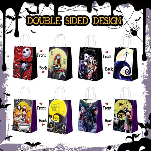 16 قطعة من زينة عيد الميلاد الكابوس هدايا الحفلات اكياس ورقية مع 4 انماط و8 انماط لوازم حفلات اعياد الميلاد للاولاد والبنات in Kuwait