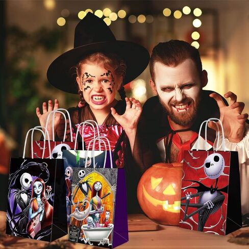 16 قطعة من زينة عيد الميلاد الكابوس هدايا الحفلات اكياس ورقية مع 4 انماط و8 انماط لوازم حفلات اعياد الميلاد للاولاد والبنات in Kuwait