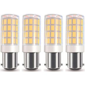 BA15D LED Bulb 15T7DC Base Sewing Machine Light Bulbs Double Contact Bayonet Base 120Volt for Kenmore, featherweigh,Singer,Brother,Antique,8W(80W Halogen Equivalent) 4-Pack(Warm White 3000K)