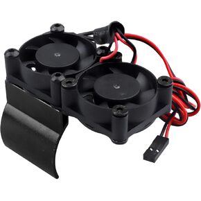 Thermal Sensor Aluminum RC Motor Heat Sink with Twin Turbo High Speed Fans Sets for 540 550 Motors Traxxas Redcat HSP HPI Wltoys Himoto Tamiya (Black)