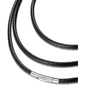 حبل قلادة من الجلد المضفر المقاوم للماء من HstyleUnee مع مشبك متين 316L، عرض 2 مم/3 مم، 16 بوصة 18 بوصة 20 بوصة 22 بوصة 24 بوصة 26 بوصة 28 بوصة 30 بوصة طول، أسود/بني مرن منسوج من الشمع سلسلة قلادة للرجال/النساء، أرسل هدية صندوق in Kuwait