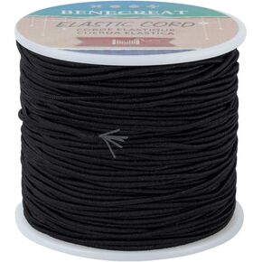 BENECREAT 3mm 20 Yards Elastic Cord Stretch Thread Beading Cord Fabric Crafting String (3mm, Black)