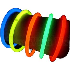Glow Sticks Bulk Wholesale Bracelets, 100 8" Assorted Glow Stick Glow Bracelets, Bright Color, Glow 8-12 Hrs, 100 Connectors Included, Glow Party Favors Supplies, Sturdy Packaging, GlowWithUs Brand