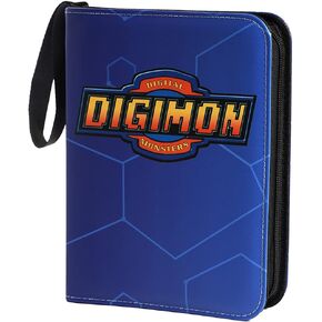 Leatherette 4 Pocket Trading Card Binder Album Holder Pages Folder Protector for Digimon Trading Cards Digital Monsters TCG - Toploading 3 Ring Zip Card Binder Album Digimon in Kuwait