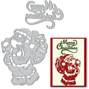 Christmas Santa Claus Cutting Dies for Card Making Supplies, Merry Christmas Words Die Cuts Embossing Stencil Template Tool for DIY Scrapbooking Paper Card Photo Album Craft Decoration in Kuwait