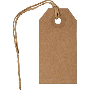 JAM PAPER Premium Gift Tags with Twine String - 3 1/4 x 1 5/8 - Brown Kraft Recycled - 10/Pack in Kuwait
