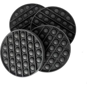 4pc Push Pop Bubble Fidget Sensory Pack | BPA Free Silicone | Great for Anxiety, Stress Relief, ADHD or Autism | Smoke Gray - 5" Diameter