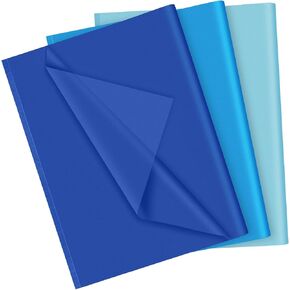 PLULON 90 Sheets Blue Tissue Paper Bulk, Tissue Paper for Gift Bags Packaging Gift Wrapping Baby Shower Bachelorette Bridal Frozen Mermaid Birthday Party Decorations