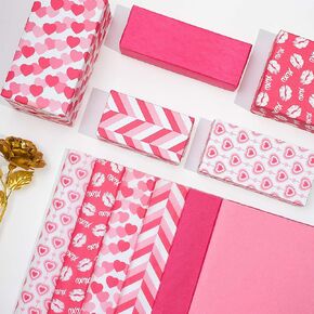 Whaline 120 Sheets Valentines Tissue Paper, Assorted Love Heart Design Gift Wrapping Paper for Arts Crafts, Gifts, DIY, Birthdays, Weddings, Showers in Kuwait