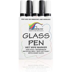 Glass Pen Window Marker: Liquid Chalk Window Markers for Glass Washable, Car Marker or Mirror Paint Pen - Car Windows, Mirror, Storefront Windows & Party, Holiday (5 Pens - Black & White - Fine Tip) in Kuwait
