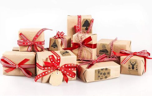 360 Pieces Christmas Kraft Tag Stickers Labels Xmas Gift Tags Holiday Present Stickers 2 x 3 Inch Tag Labels for Christmas Festival Presents Wrapping Supplies, 6 Designs in Saudi Arabia