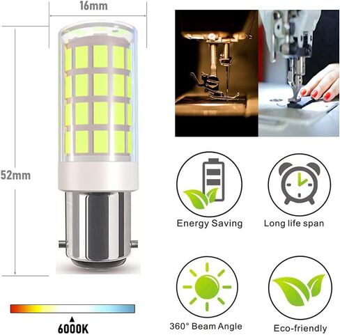 BA15D LED Bulb 15T7DC Base Sewing Machine Light Bulbs Double Contact Bayonet Base 120Volt for Kenmore, featherweigh,Singer,Brother,Antique,8W(80W Halogen Equivalent) 4-Pack(Warm White 3000K) in Kuwait