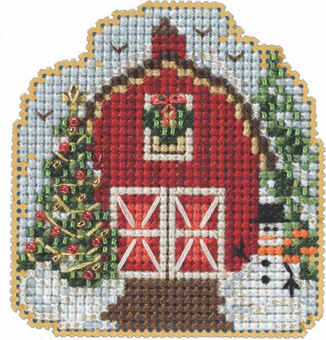 Mill Hill Winter Barn Beaded Counted Cross Stitch Ornament Kit 2022 Winter Holiday MH182233 in Saudi Arabia