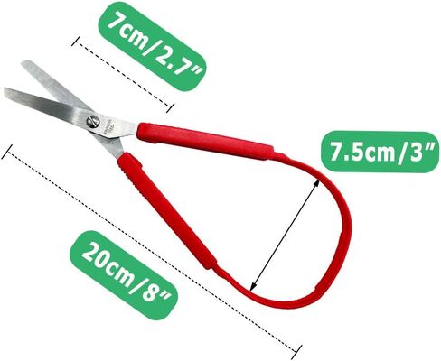 6 قطع من مقص حلقي، مقص قبضة ملون، مقص تكيفي ذاتي الفتح مقاس 8 انش لذوي الاحتياجات الخاصة، للاطفال والكبار (احمر/اصفر/ازرق) in Kuwait