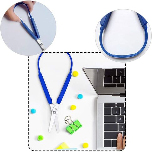 6 قطع من مقص حلقي، مقص قبضة ملون، مقص تكيفي ذاتي الفتح مقاس 8 انش لذوي الاحتياجات الخاصة، للاطفال والكبار (احمر/اصفر/ازرق) in Kuwait