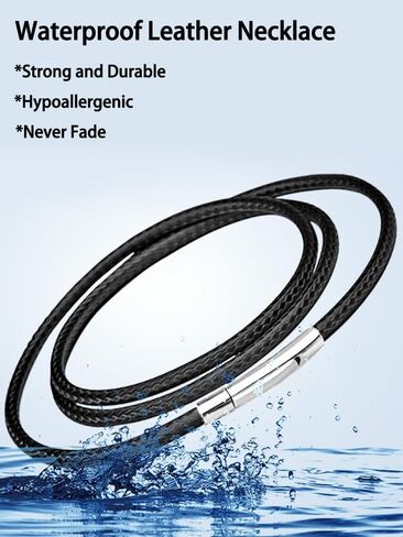 حبل قلادة من الجلد المضفر المقاوم للماء من HstyleUnee مع مشبك متين 316L، عرض 2 مم/3 مم، 16 بوصة 18 بوصة 20 بوصة 22 بوصة 24 بوصة 26 بوصة 28 بوصة 30 بوصة طول، أسود/بني مرن منسوج من الشمع سلسلة قلادة للرجال/النساء، أرسل هدية صندوق in Kuwait