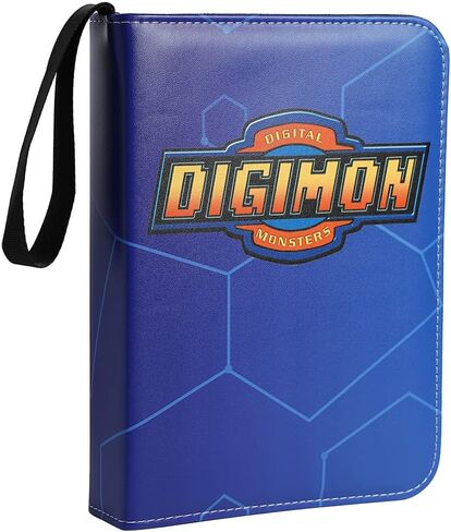 Leatherette 4 Pocket Trading Card Binder Album Holder Pages Folder Protector for Digimon Trading Cards Digital Monsters TCG - Toploading 3 Ring Zip Card Binder Album Digimon in Kuwait