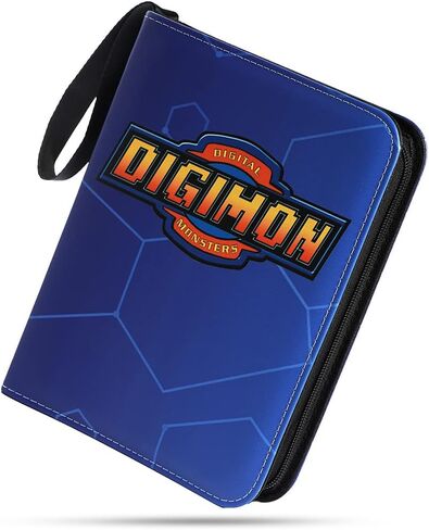 Leatherette 4 Pocket Trading Card Binder Album Holder Pages Folder Protector for Digimon Trading Cards Digital Monsters TCG - Toploading 3 Ring Zip Card Binder Album Digimon in Kuwait