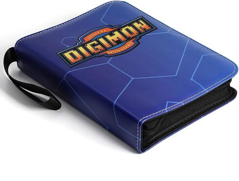 Leatherette 4 Pocket Trading Card Binder Album Holder Pages Folder Protector for Digimon Trading Cards Digital Monsters TCG - Toploading 3 Ring Zip Card Binder Album Digimon in Kuwait