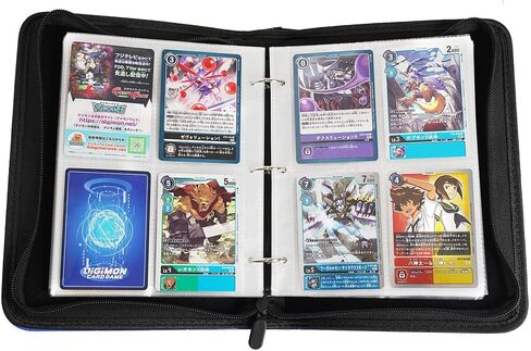 Leatherette 4 Pocket Trading Card Binder Album Holder Pages Folder Protector for Digimon Trading Cards Digital Monsters TCG - Toploading 3 Ring Zip Card Binder Album Digimon in Kuwait