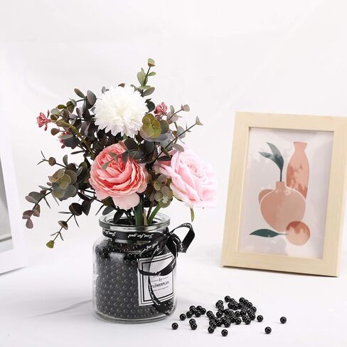Suream 7500Pcs No Hole Polished Beads for Makeup Brush Organizer, Round Shiny Pearls for Vase Filler, Durable Beads for Wedding Centerpiece, Table Scatter, Home Birthday Party, 4mm/0.15Inch Black in Saudi Arabia