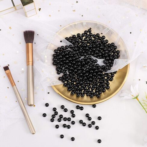 Suream 7500Pcs No Hole Polished Beads for Makeup Brush Organizer, Round Shiny Pearls for Vase Filler, Durable Beads for Wedding Centerpiece, Table Scatter, Home Birthday Party, 4mm/0.15Inch Black in Saudi Arabia