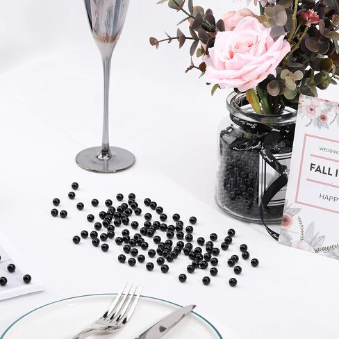 Suream 7500Pcs No Hole Polished Beads for Makeup Brush Organizer, Round Shiny Pearls for Vase Filler, Durable Beads for Wedding Centerpiece, Table Scatter, Home Birthday Party, 4mm/0.15Inch Black in Saudi Arabia