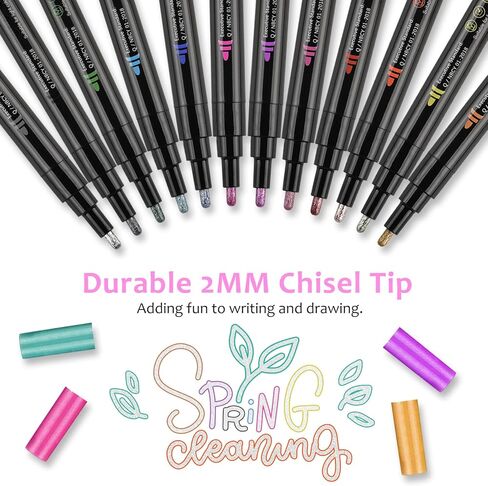 Double Line Outline Pens, 12 Colors Shimmer Outline Markers, Self-Outline Metallic Markers for Drawing, Greeting Card, Birthday Greeting, Christmas Greeting, DIY Art Crafts in Kuwait