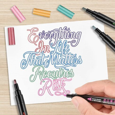 Double Line Outline Pens, 12 Colors Shimmer Outline Markers, Self-Outline Metallic Markers for Drawing, Greeting Card, Birthday Greeting, Christmas Greeting, DIY Art Crafts in Kuwait