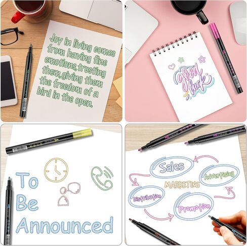 Double Line Outline Pens, 12 Colors Shimmer Outline Markers, Self-Outline Metallic Markers for Drawing, Greeting Card, Birthday Greeting, Christmas Greeting, DIY Art Crafts in Kuwait