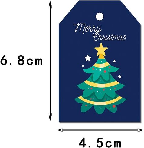 بطاقات هدايا ورقية لعيد الميلاد باللون الأزرق الداكن من Fedyufook مع خيط لتزيين الفنون والحرف في أعياد الميلاد لمستلزمات الحفلات - 10 تصاميم - 100 قطعة in Kuwait