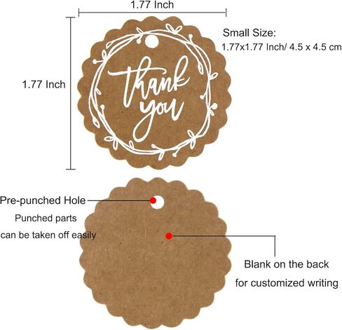 100 قطعة من علامات الهدايا ذات الكتابة على الجدران البيضاء، شكرًا لك مع سلسلة، بطاقات تعليق دائرية من ورق الكرافت مع خيوط الجوت بطول 100 قدم لحفلات الزفاف، وحفلات استقبال المولود الجديد، ومفضلات الحفلات (بني-2) in Kuwait