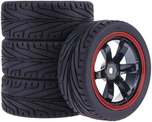 4 قطع إطارات LAFEINA 1:10 RC وإطارات عجلات بلاستيكية لمقياس 1/10 على الطريق بجولة سباق الانجراف سيارة Traxxas HSP HPI Tamiya (أزرق) in Kuwait