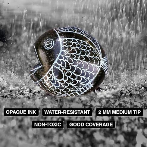 قلم طلاء أبيض للفنون - 8 عبوات من أقلام طلاء أكريليك بيضاء برأس متوسط ​​2-3 مم للخشب والصخور والورق الأسود والمعدن والبلاستيك والزجاج والقماش والسيراميك والبيض والإطارات واليقطين ومجموعة طلاء يدوية يدوية تعتمد على الماء in Kuwait