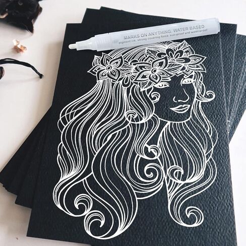 قلم طلاء أبيض للفنون - 8 عبوات من أقلام طلاء أكريليك بيضاء برأس متوسط ​​2-3 مم للخشب والصخور والورق الأسود والمعدن والبلاستيك والزجاج والقماش والسيراميك والبيض والإطارات واليقطين ومجموعة طلاء يدوية يدوية تعتمد على الماء in Kuwait