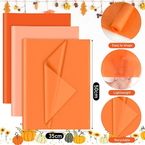 PLULON 90 Sheets Black Orange Purple Tissue Paper for Gift Bags, Colored Gift Wrapping Paper Tissue Bulk for Crafts Packaging Birthday Gift Wrapping Halloween Party Decorations in Kuwait