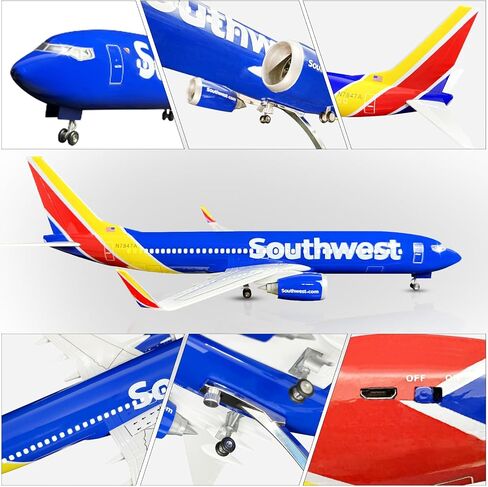 Bswath 1:80 Scale Model Airplane Southwest 737 Model Plane Model for Adults with LED Light Gift for Business/Birthday/Christmas in Saudi Arabia