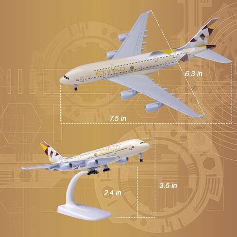 Bswath Model Airplane 1:300 Scale Model Etihad Airbus 380 Model Plane Metal Alloy Model for Gift and Decoration in Saudi Arabia