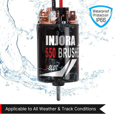 INJORA 550 Brushed Motor Waterproof 3-Slot 11T Motor for 1/10 Scale RC Car Crawler Truck Buggy Axial SCX10 AXI03007 JL 90046 TRX4 TRX6 (INM09) in Saudi Arabia