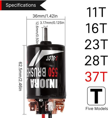 INJORA 550 Brushed Motor Waterproof 3-Slot 11T Motor for 1/10 Scale RC Car Crawler Truck Buggy Axial SCX10 AXI03007 JL 90046 TRX4 TRX6 (INM09) in Saudi Arabia