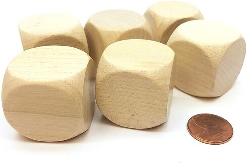 Koplow Games Pack of 6 D6 Large Jumbo 30mm Rounded Blank Wooden Dice - 'Light' Wood in Saudi Arabia