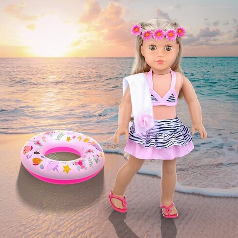 مجموعة ملابس وإكسسوارات الدمية للفتيات مقاس 18 بوصة من UNICORN ELEMENT مكونة من 11 قطعة، بما في ذلك ملابس السباحة الملونة على شكل حورية البحر، والهاتف المحمول، ودبوس الشعر، ودائرة السباحة، أرسل حقيبة بشكل عشوائي أم لا. in Kuwait