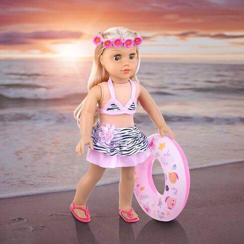 مجموعة ملابس وإكسسوارات الدمية للفتيات مقاس 18 بوصة من UNICORN ELEMENT مكونة من 11 قطعة، بما في ذلك ملابس السباحة الملونة على شكل حورية البحر، والهاتف المحمول، ودبوس الشعر، ودائرة السباحة، أرسل حقيبة بشكل عشوائي أم لا. in Kuwait