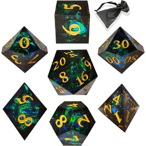 مجموعة نرد DND مجموعات نرد D&D RPG الزنزانات والتنينات أكياس نرد متعددة السطوح من الراتينج حافة حادة ألعاب لعب الأدوار MTG النرد 7 ملحقات D4 D6 D8 D10 D12 D20 (بدلة) in Kuwait