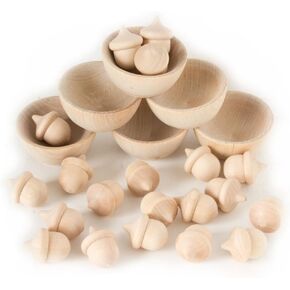 مجموعة عد وفرز البلوط الخشبي - مجموعة خشبية غير مكتملة مكونة من 20 بلوط و6 اوعية in Kuwait