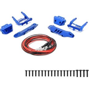 RCAWD Machined Alloy Bumper, Front (1)/ Rear (1) and 4 Led Lights for 1/18 Latrax Desert Prerunner Teton Traxxas Rc Car(Dark Blue)
