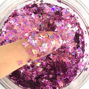 Butterfly Confetti Glitter Laser Sequins for DIY Crafts, Nail Art Decoration, Party Decoration - 10g, Laser Blue