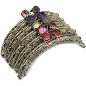 Semetall Metal Purse Frame,5 Pcs 8.5cm/3.35" Bronze Ceramic Diamond Semicircular Characteristic Lace Pattern Coin Purse Clasp Lock Kiss Clasp Lock Frame DIY Craft Handbag Coin Purse Accessories