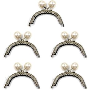 Semetall Metal Purse Frame,5 Pcs 8.5cm/3.35" Bronze Ceramic Diamond Semicircular Characteristic Lace Pattern Coin Purse Clasp Lock Kiss Clasp Lock Frame DIY Craft Handbag Coin Purse Accessories